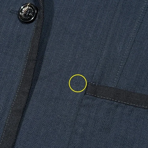 Alexander McQueen Wool Cotton Blue Striped Logo Patch Blazer Jacket Womens 40 - Picture 4 of 11